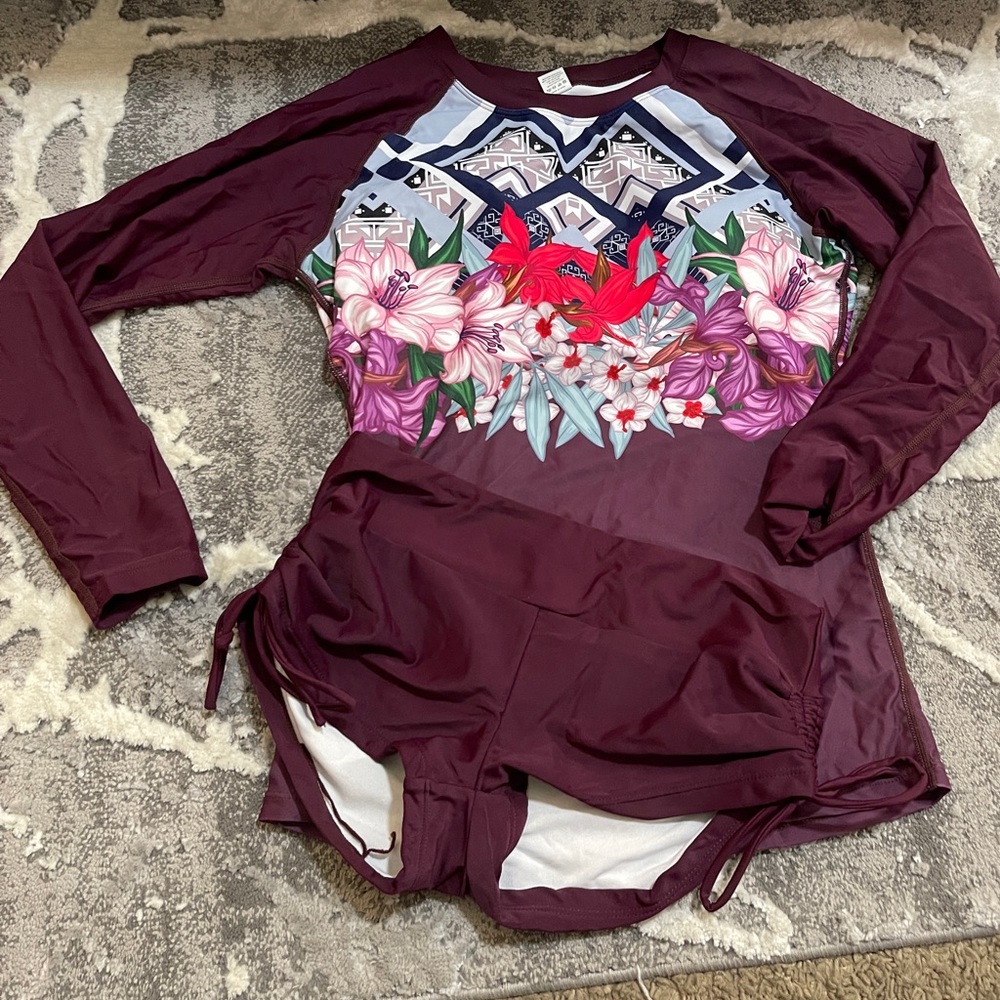 two piece long sleeve swimsuit